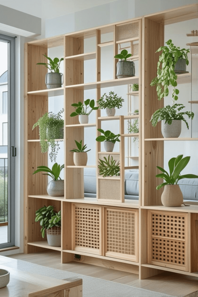 Budget Friendly Plant Shelf Divider for Apartments
