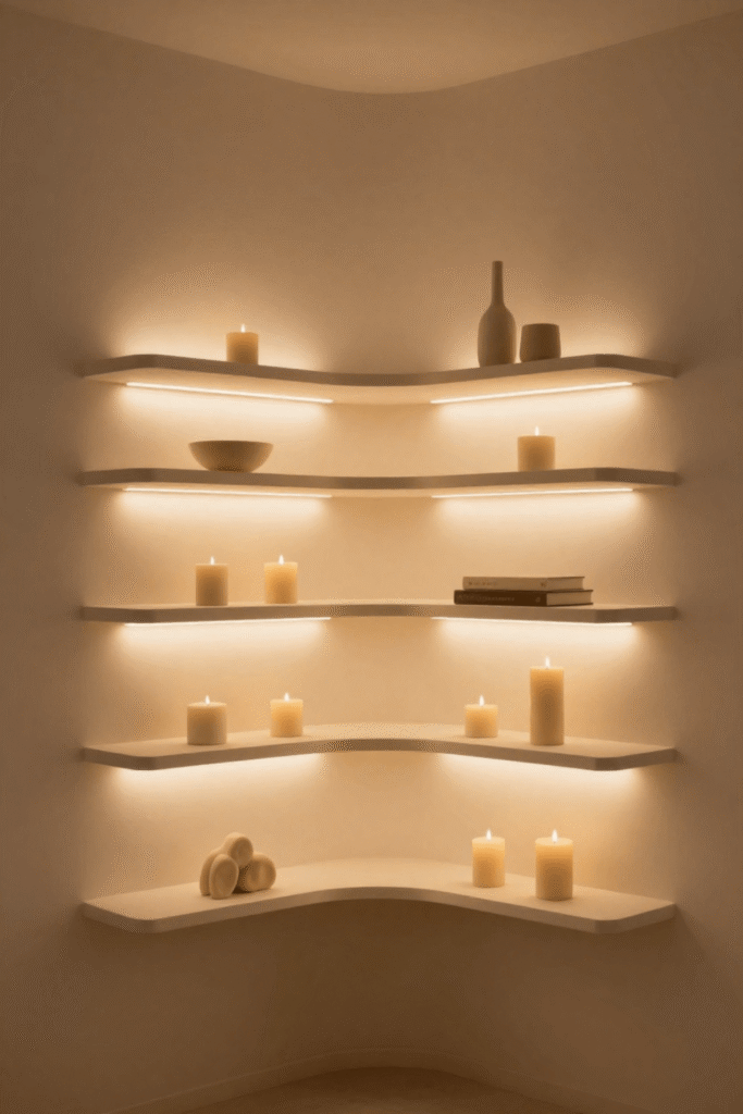 Elegant Curved Wall Shelf Decor for Living Rooms