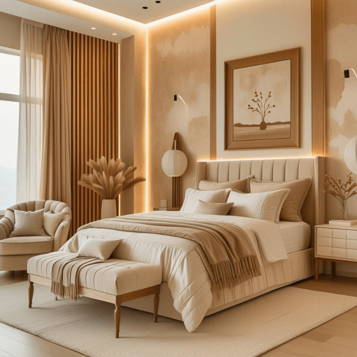 Monochrome Beige Bedroom Styling for Timeless Elegance