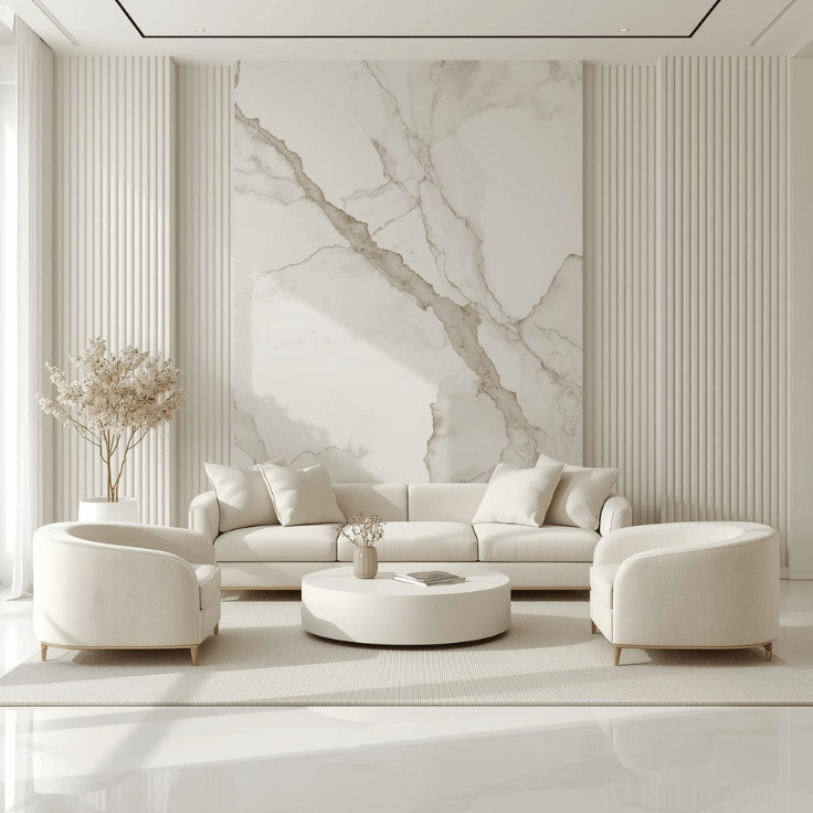 Monochrome Cream Living Room Layout for Timeless Appeal