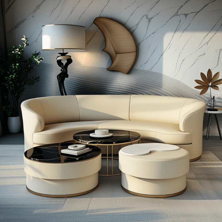 Round Nesting Coffee Tables in Neutral Interiors