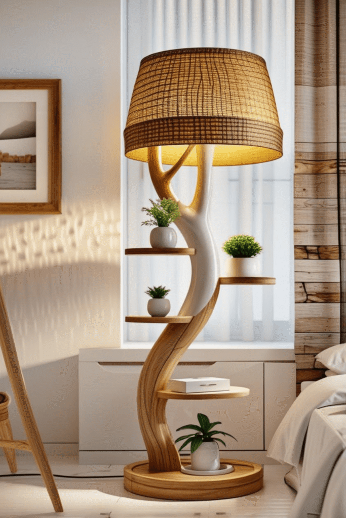 Artistic Wooden Tree Lamp for Modern Home Interiors