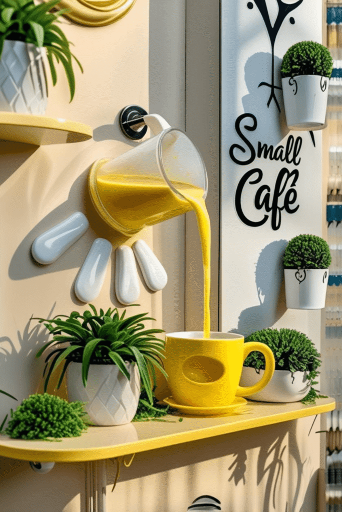 Artistic cafe wall decoration ideas for branding