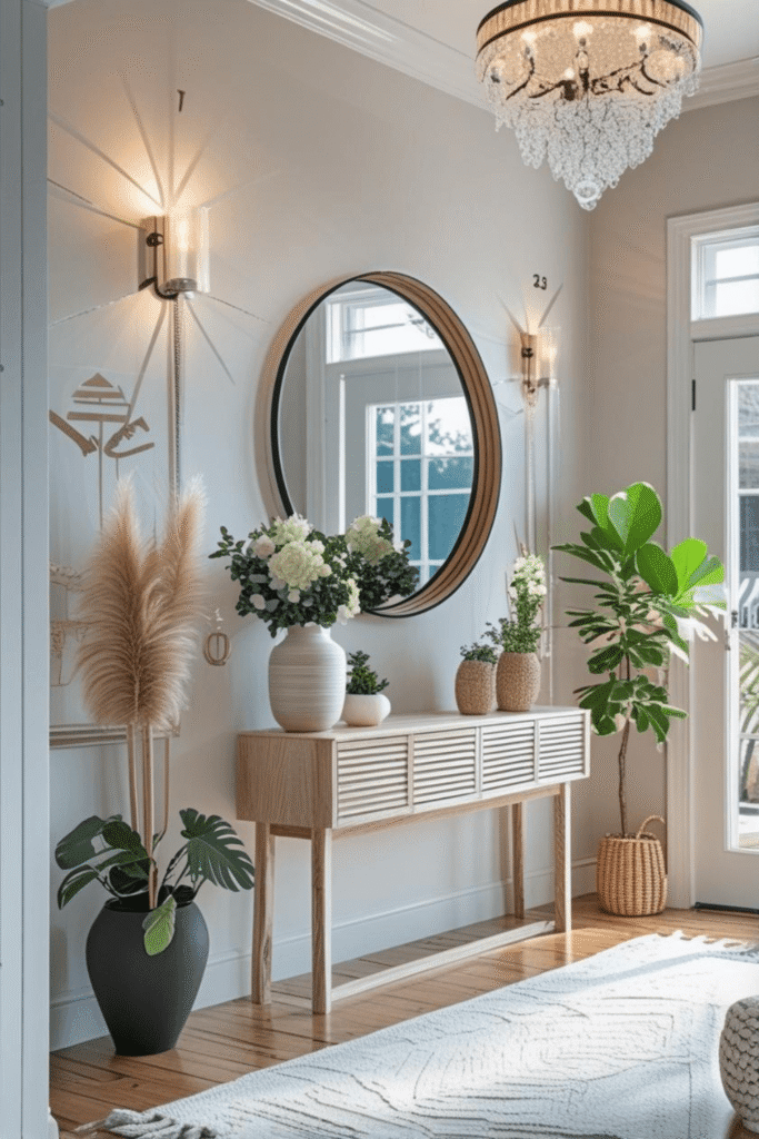 Cozy Entryway Decor Ideas with Natural Plants and Neutral Tones