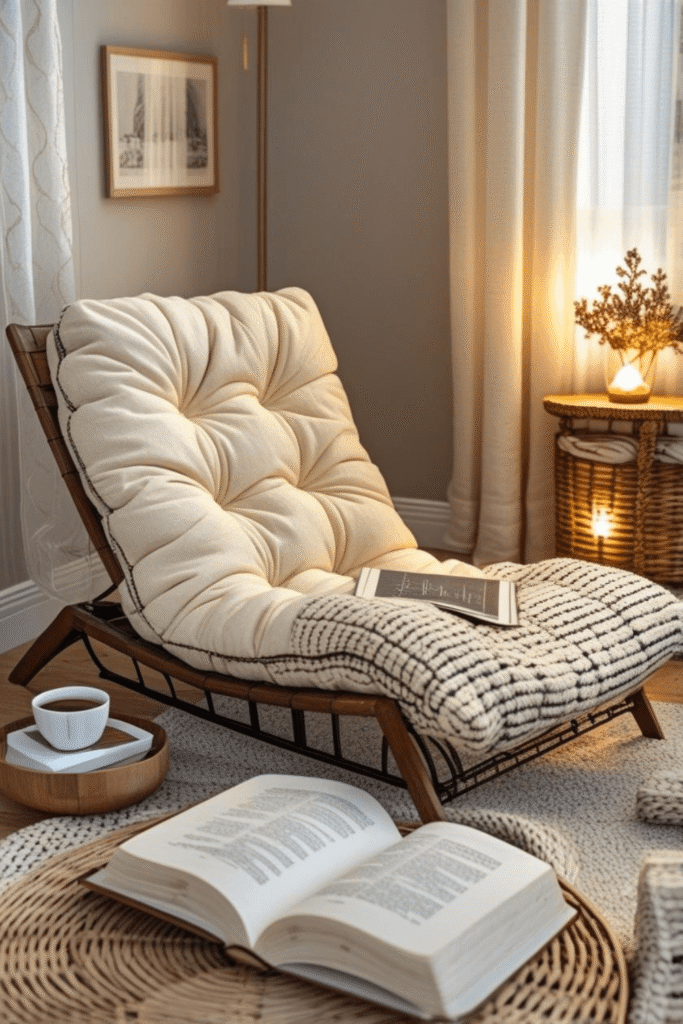 Cozy Lounge Chair Reading Nook With Soft Lighting