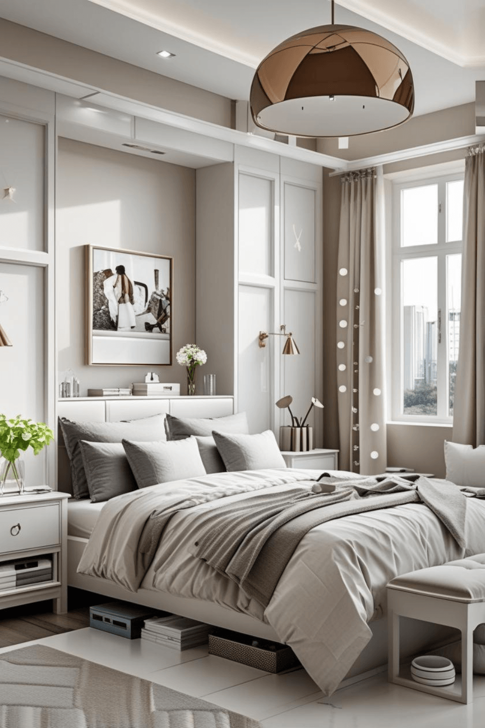 Cream Bedroom Ideas with Indoor Plants for a Fresh Look