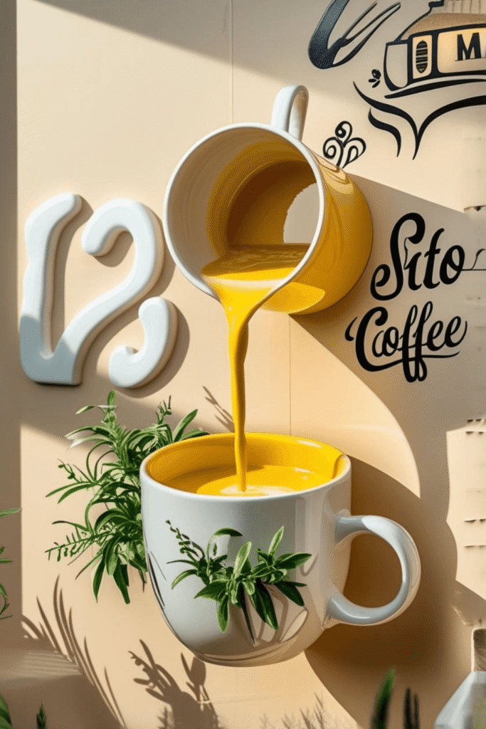 Creative 3D wall decor ideas for coffee shops
