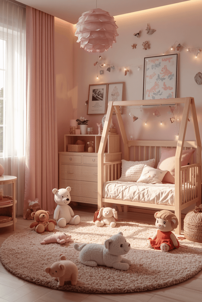 Cute Kids Bedroom Design With Soft Pink Theme And Cozy Decor Ideas