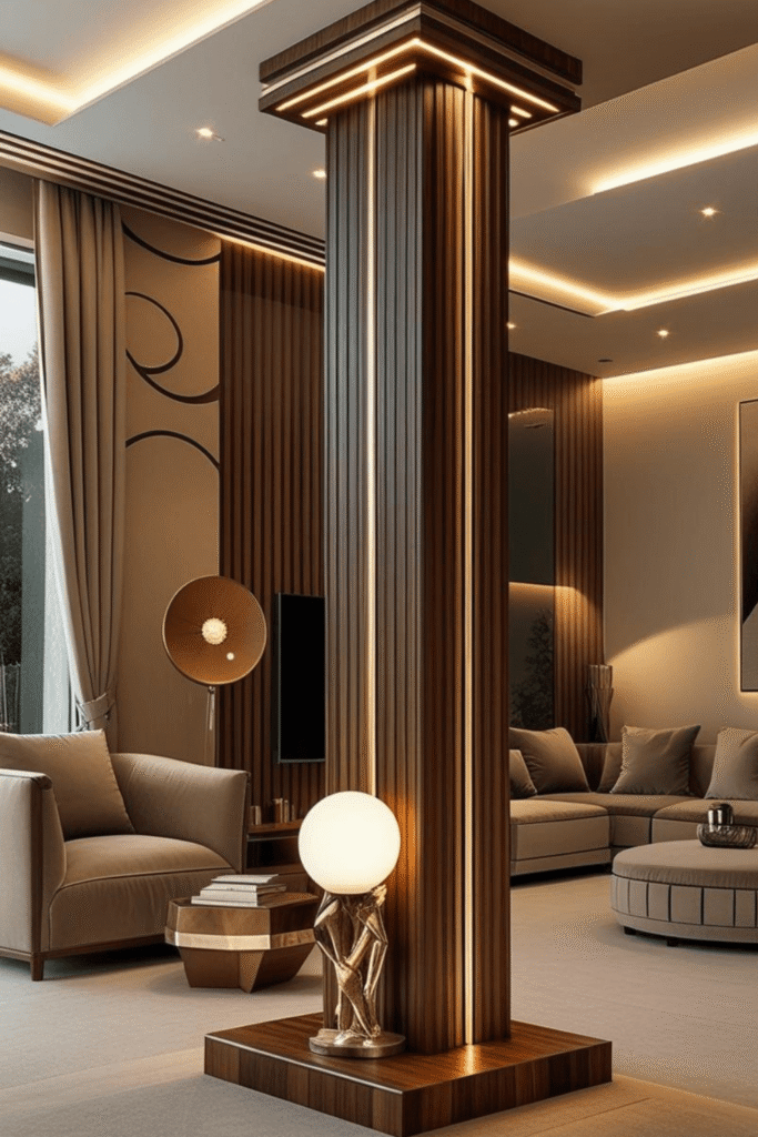 Decorative Column Lighting Ideas for Modern Living Rooms