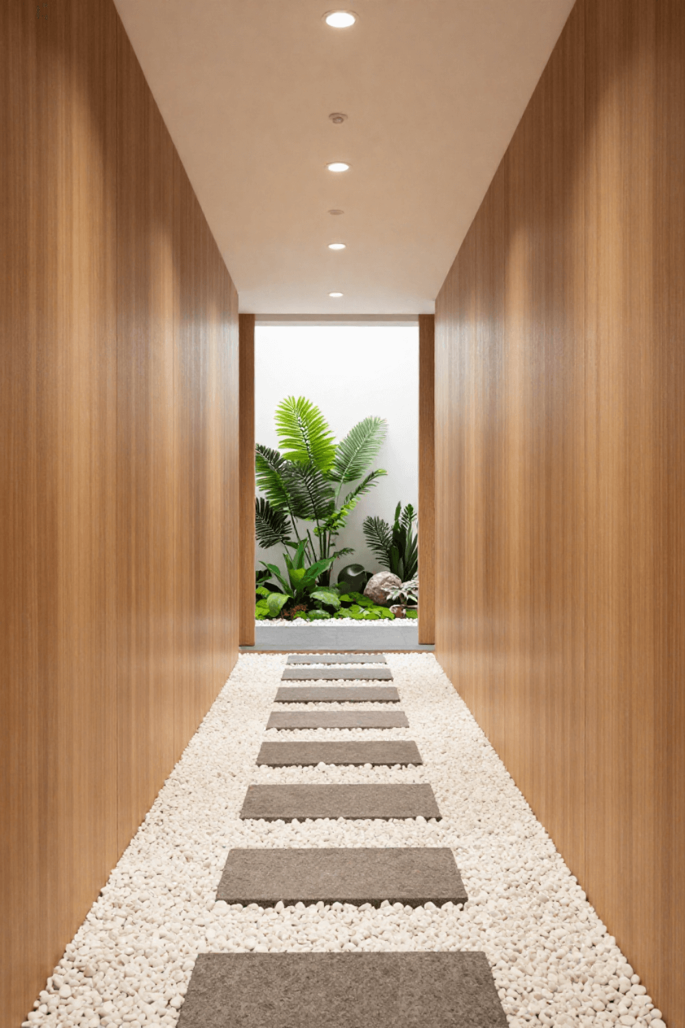 Decorative Pebble Path for Natural Hallway Texture