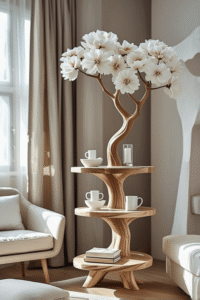 Decorative Wooden Tree Table for Cozy Reading Corners