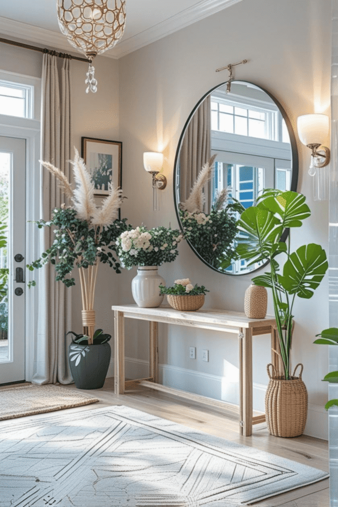 Elegant Entryway Design with Mirror and Console Table