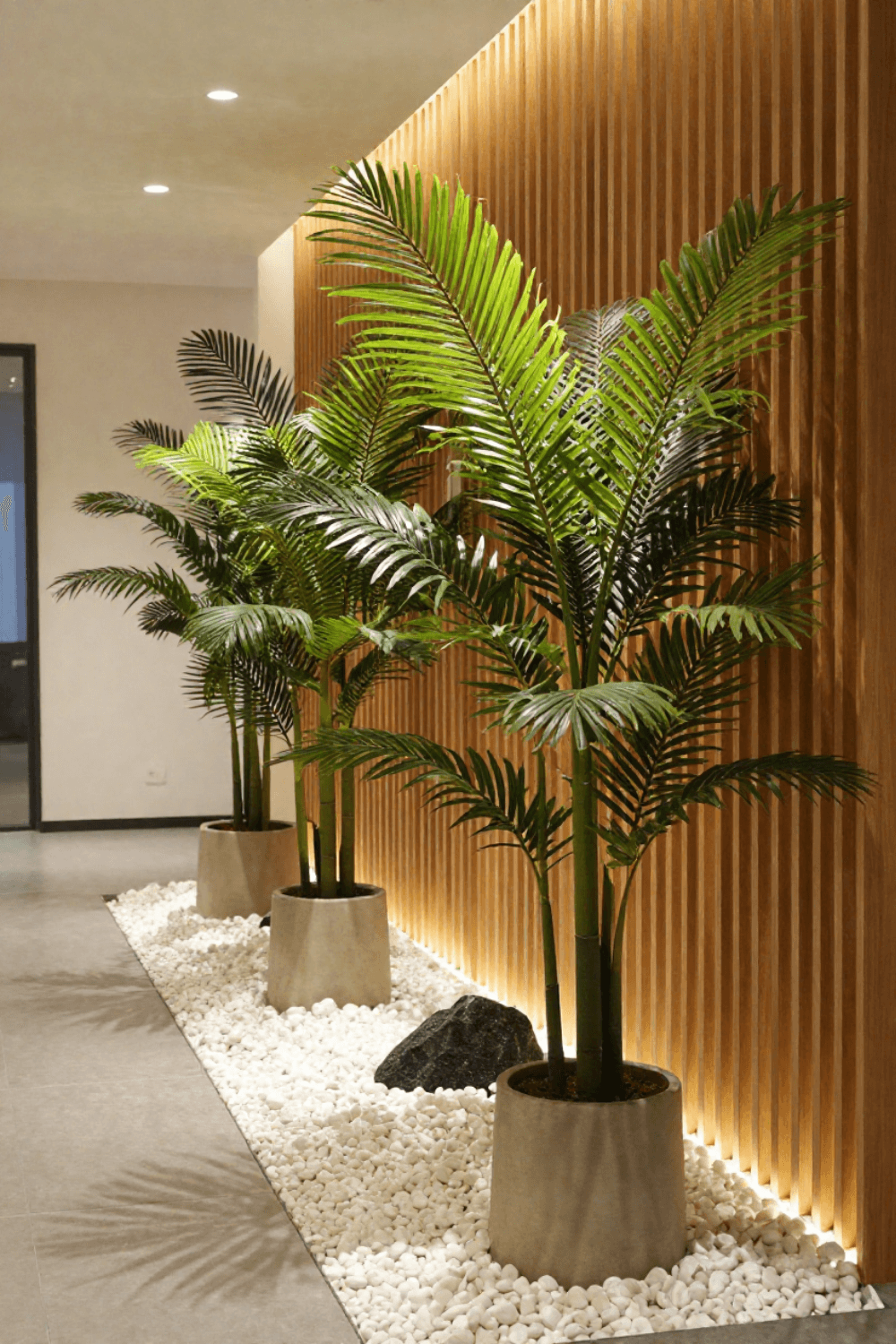 Indoor Pebble Garden Ideas with Hallway Plant Styling