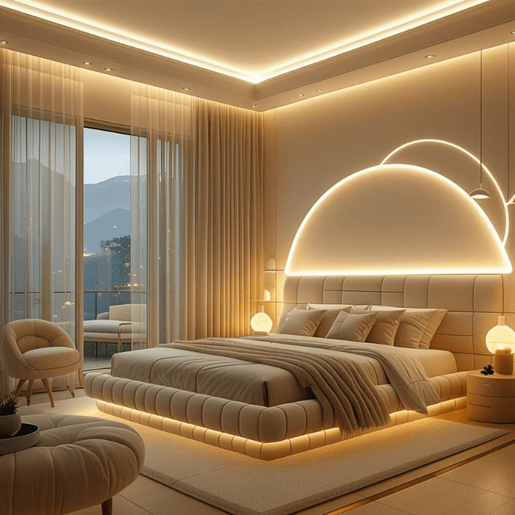 LED Arch Headboard Lighting for a Modern Focal Point