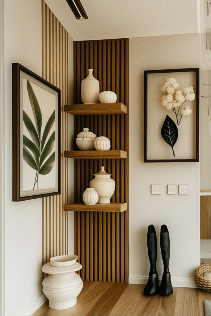 Minimal Framed Artwork for Floating Shelf Styling