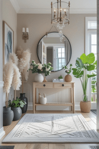 Minimalist Entryway Decor with Plants and Natural Textures
