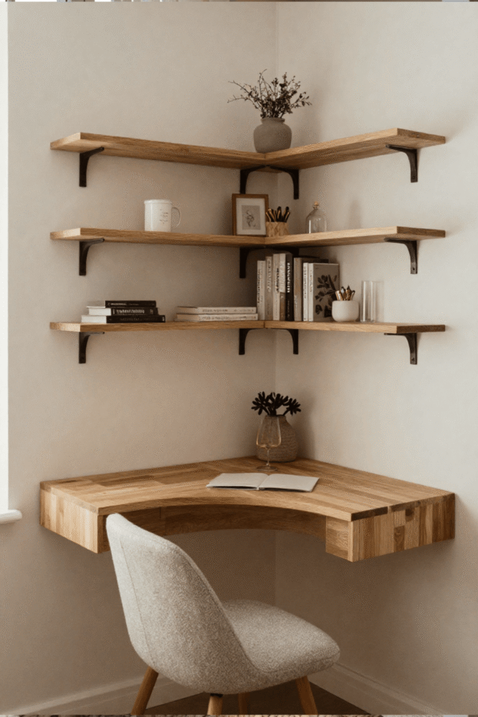 Modern Corner Study Desk Design for Small Room Workspaces