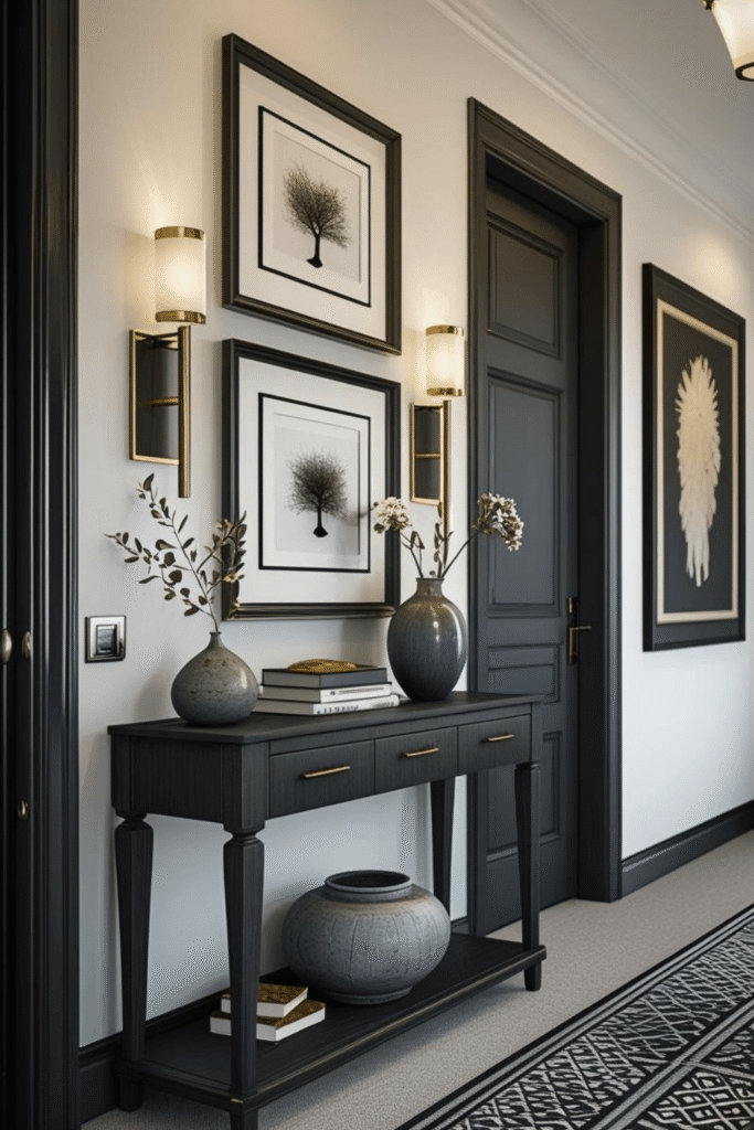 Modern Entryway Decor Ideas with Black Console Table