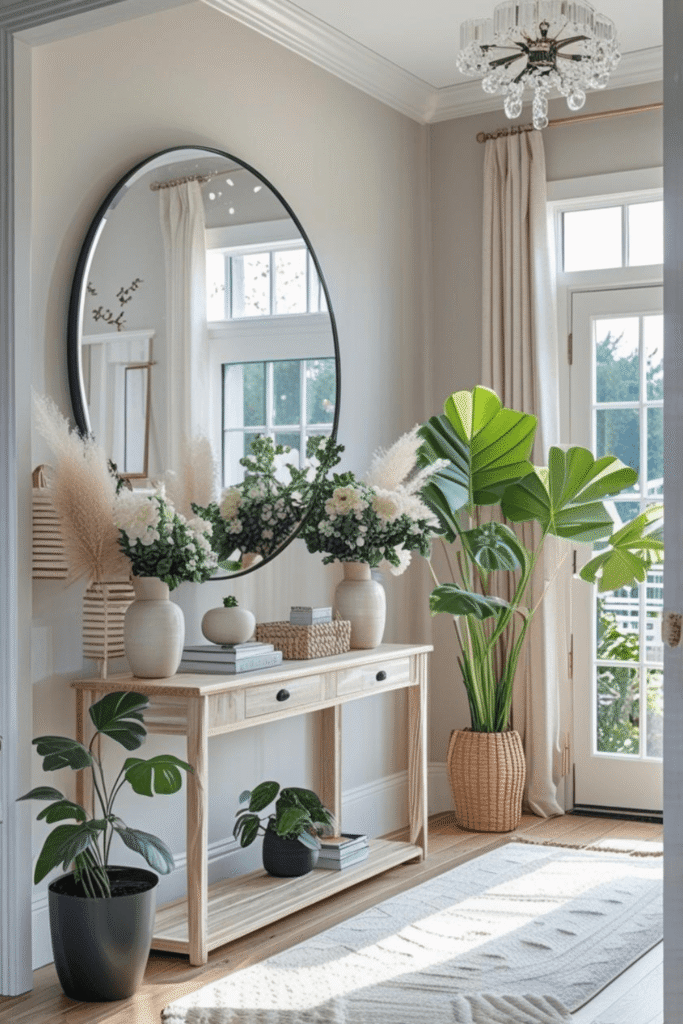 Modern Entryway Styling Ideas with Pampas Grass Decor