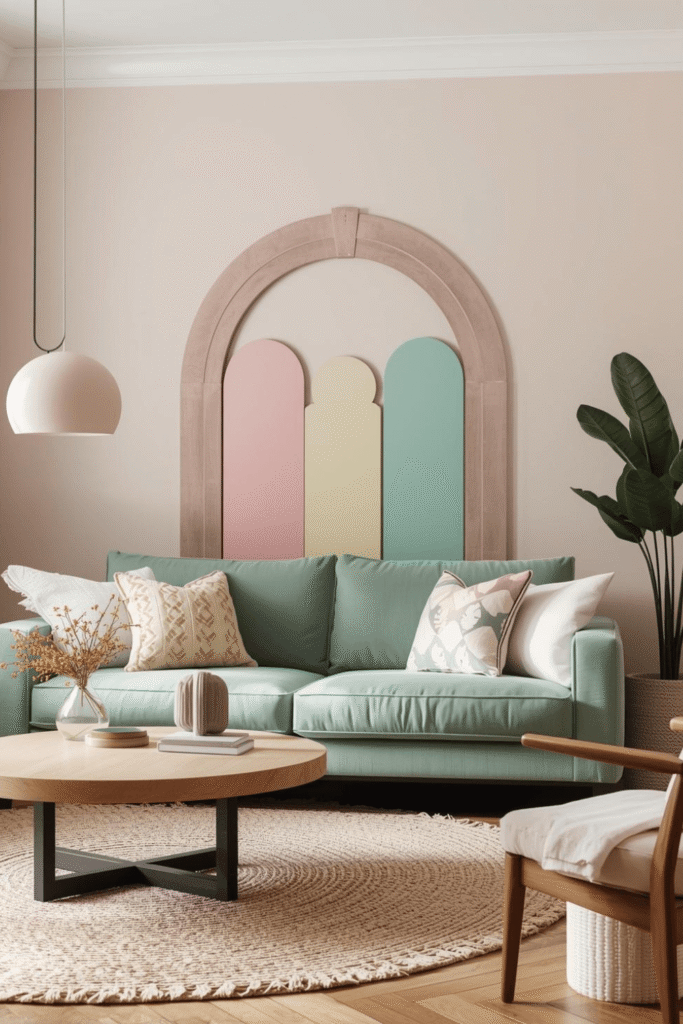 Modern Pastel Color Living Room Design Inspiration