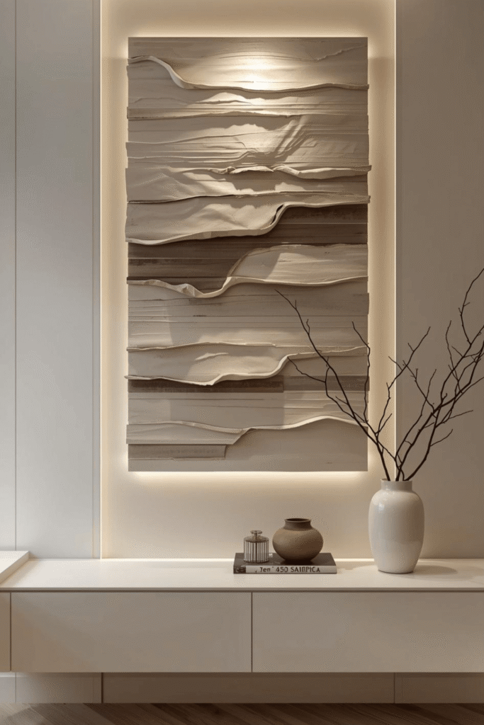 Modern Textured Wall Panel Decor with Natural Elements