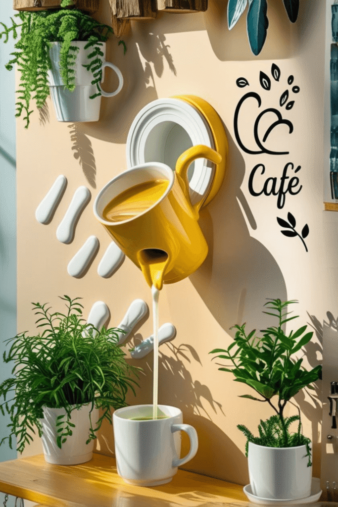 Modern coffee shop wall art design inspiration