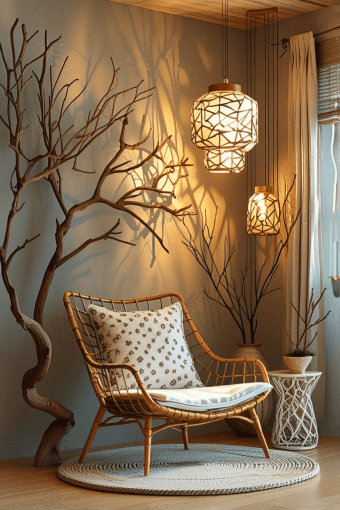 Natural Home Decor Ideas with Rustic Branch Wall Art