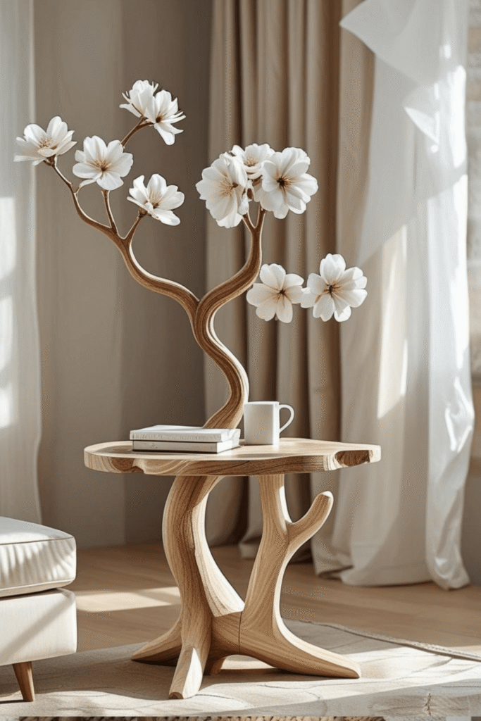 Nature Inspired Wooden Side Table for Cozy Home Decor