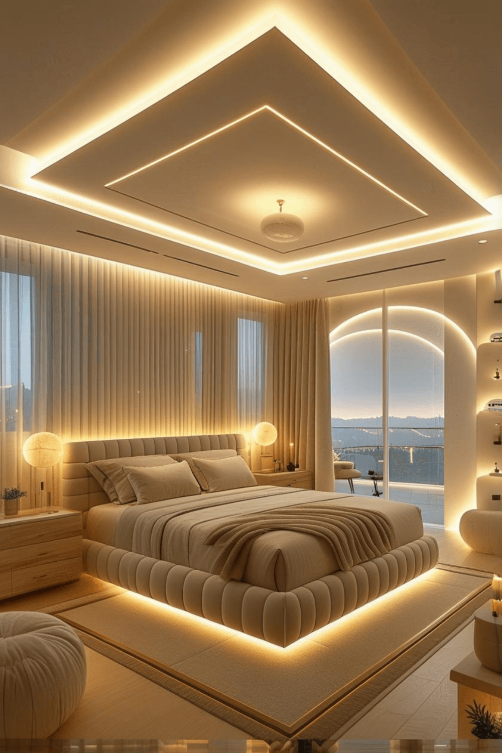 Neutral Upholstered Bed for Soft Comfort