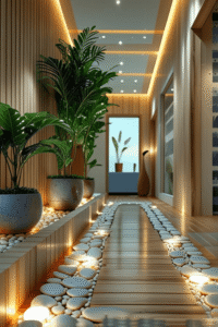 Soft LED Lighting for Pebble Garden Ambience