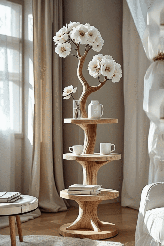 Space Saving Wooden Side Table for Small Apartment Decor