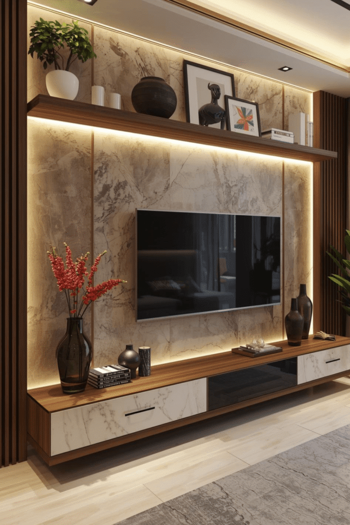 Stylish Entertainment Wall Decor for Modern Living Rooms