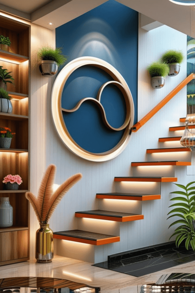 Stylish Staircase Accent Wall Design for Modern Interiors
