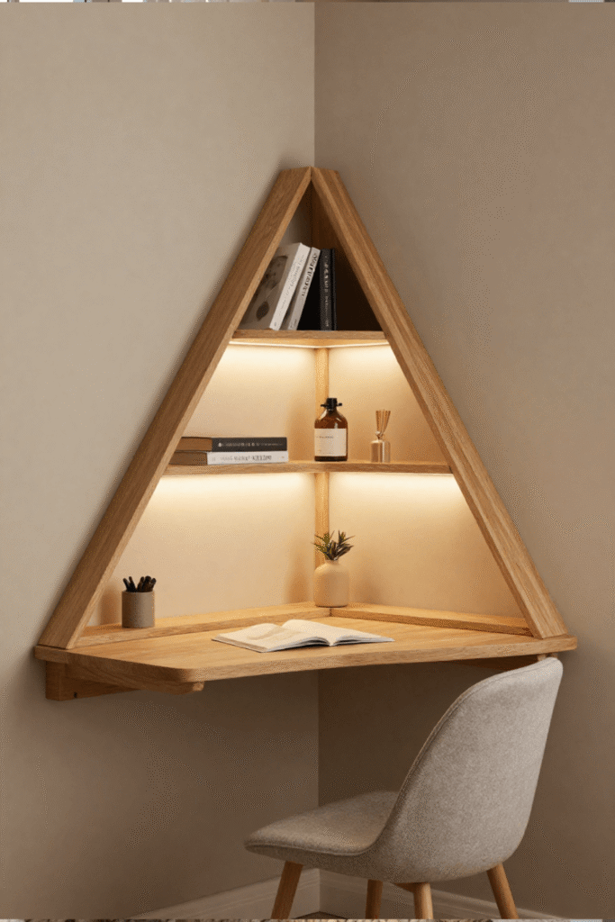 Triangle Corner Desk Setup for Small Home Office Spaces