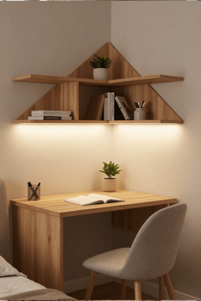 Small Space Home Office Nook with Built In Storage
