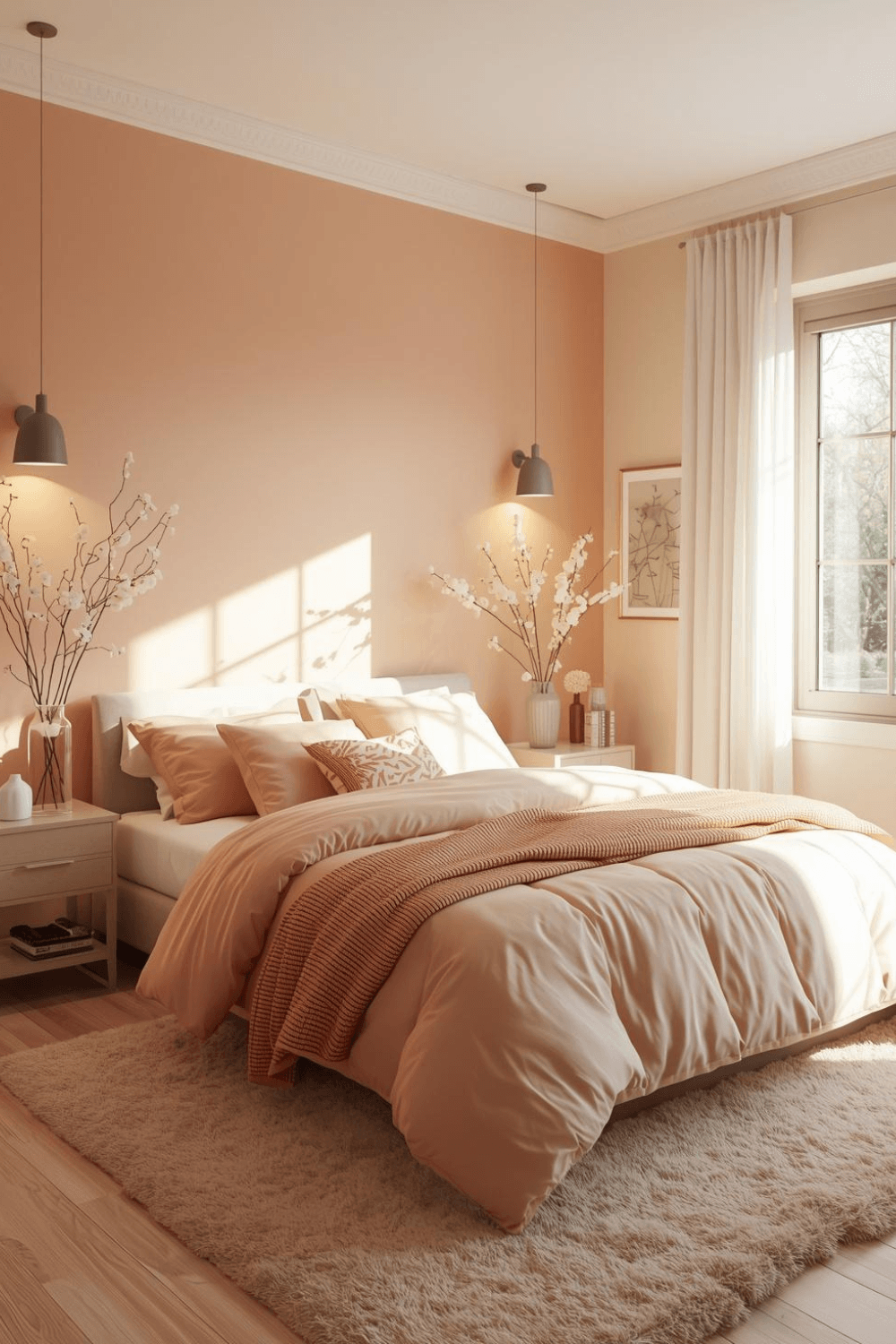 Warm Peach and Cream Bedroom Ideas for a Relaxing Modern Space