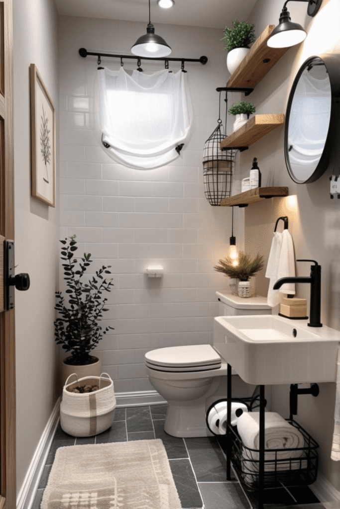 Elegant Small Bathroom Design with Modern Rustic Touch