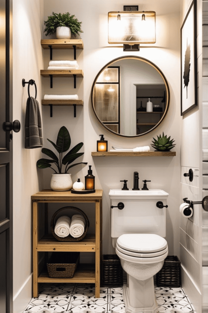 Farmhouse Bathroom Design Ideas with Black Fixtures