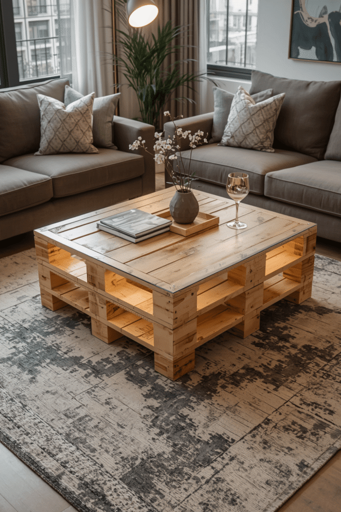 Rustic Pallet Coffee Table with Storage Drawers – Cozy DIY Living Room Idea