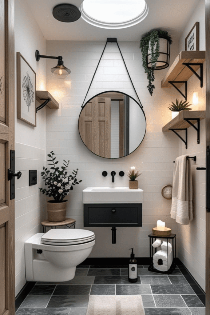 Small Bathroom Decorating Ideas with Warm Lighting and Neutral Tones