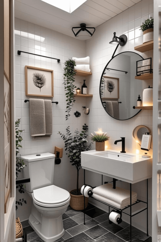 Small Bathroom Design Ideas with Black and White Contrast