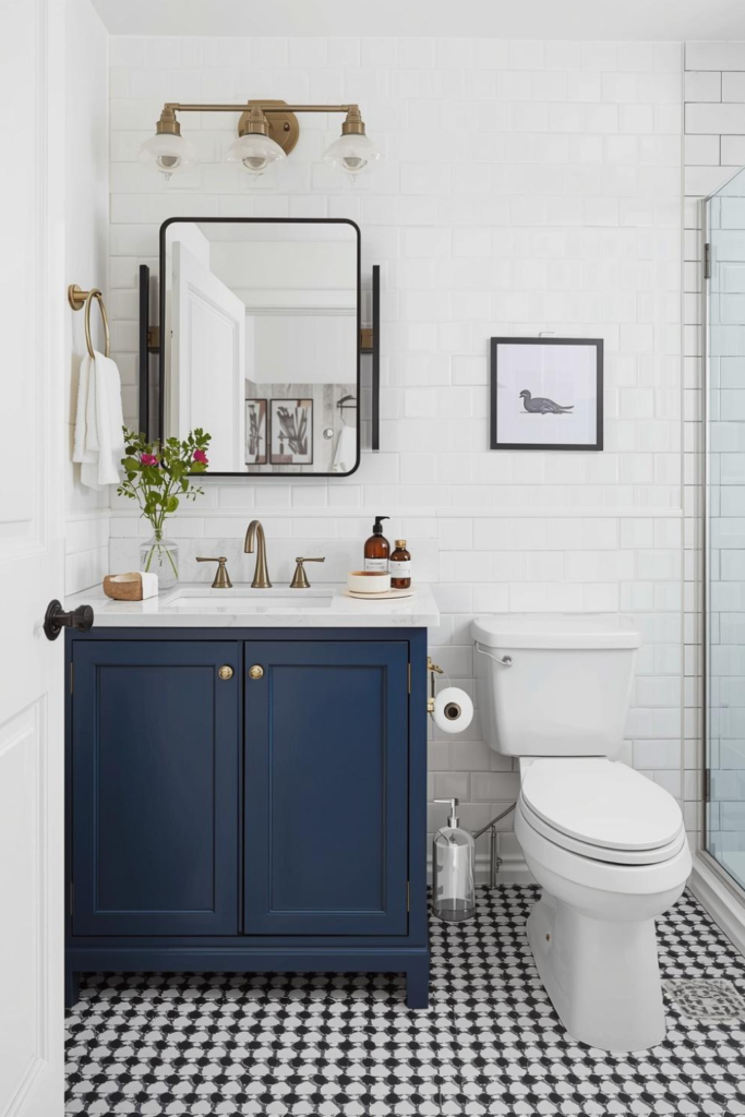 Adding a Pop of Color Blue Vanity Bathroom Ideas