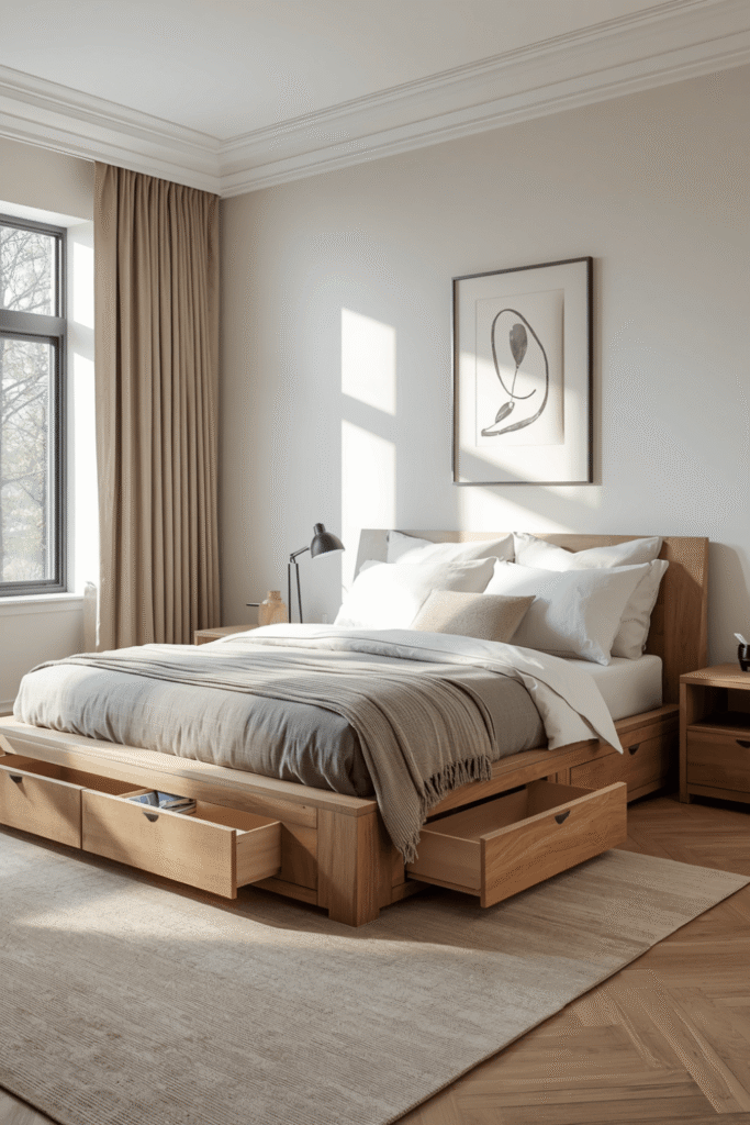 Different Styles of Queen Bed Frames with Drawers