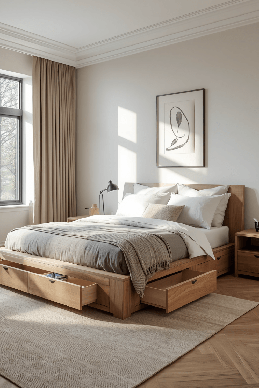 Different Styles of Queen Bed Frames with Drawers