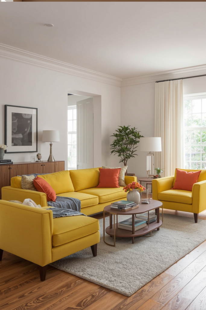 Stunning Living Room Ideas with a Yellow Couch to Brighten Your Home