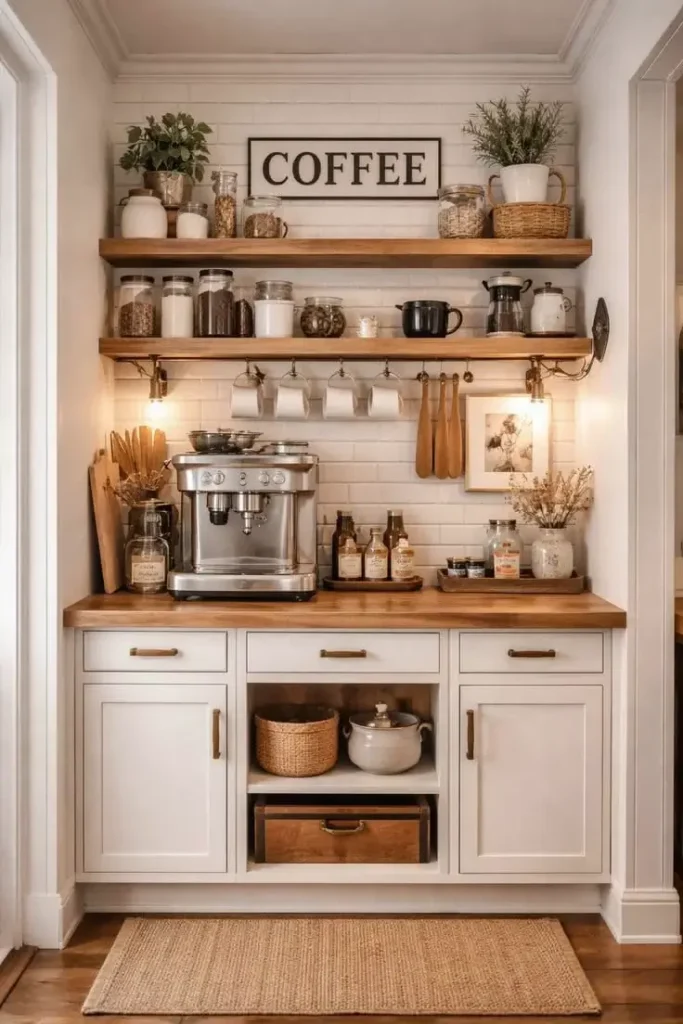 Use Floating Shelves Coffee Bar Designs