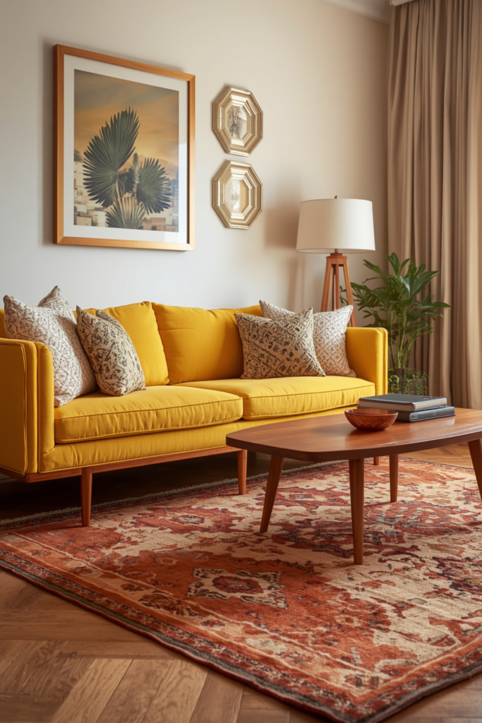 Use a Patterned Area Rug to Anchor the Room