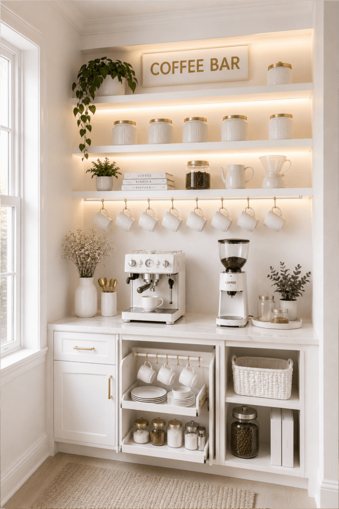 White Kitchen Coffee Station