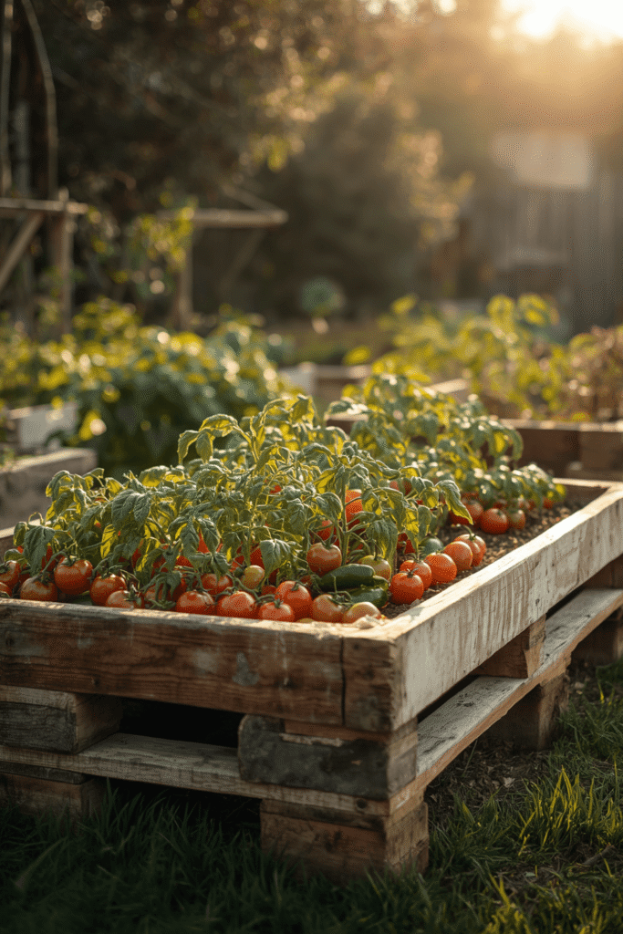 1. Classic Raised Pallet Planter Box