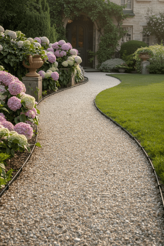 1. Simple Pea Gravel Path with Landscape Edging